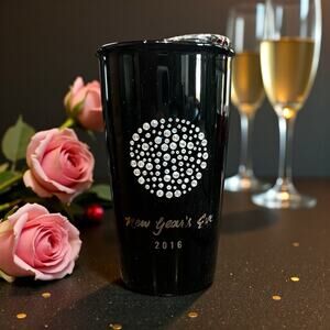 STARBUCKS NYE 2016 Swarovski Crystals Tumbler 12oz Black Rare Collector NWT/Box
